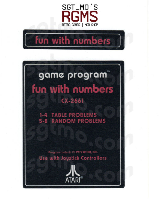 Atari 2600 Replacement Text Style Label - Fun with Numbers