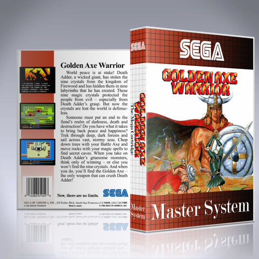 Sega Master System Custom Case - NO GAME - Golden Axe Warrior