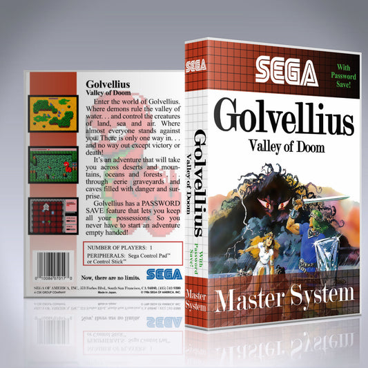 Sega Master System Custom Case - NO GAME - Golvellius - Valley of Doom