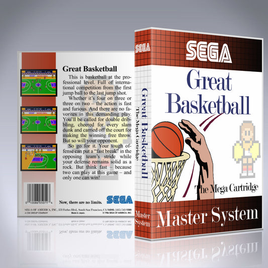 Sega Master System Custom Case - NO GAME - Great Basketball