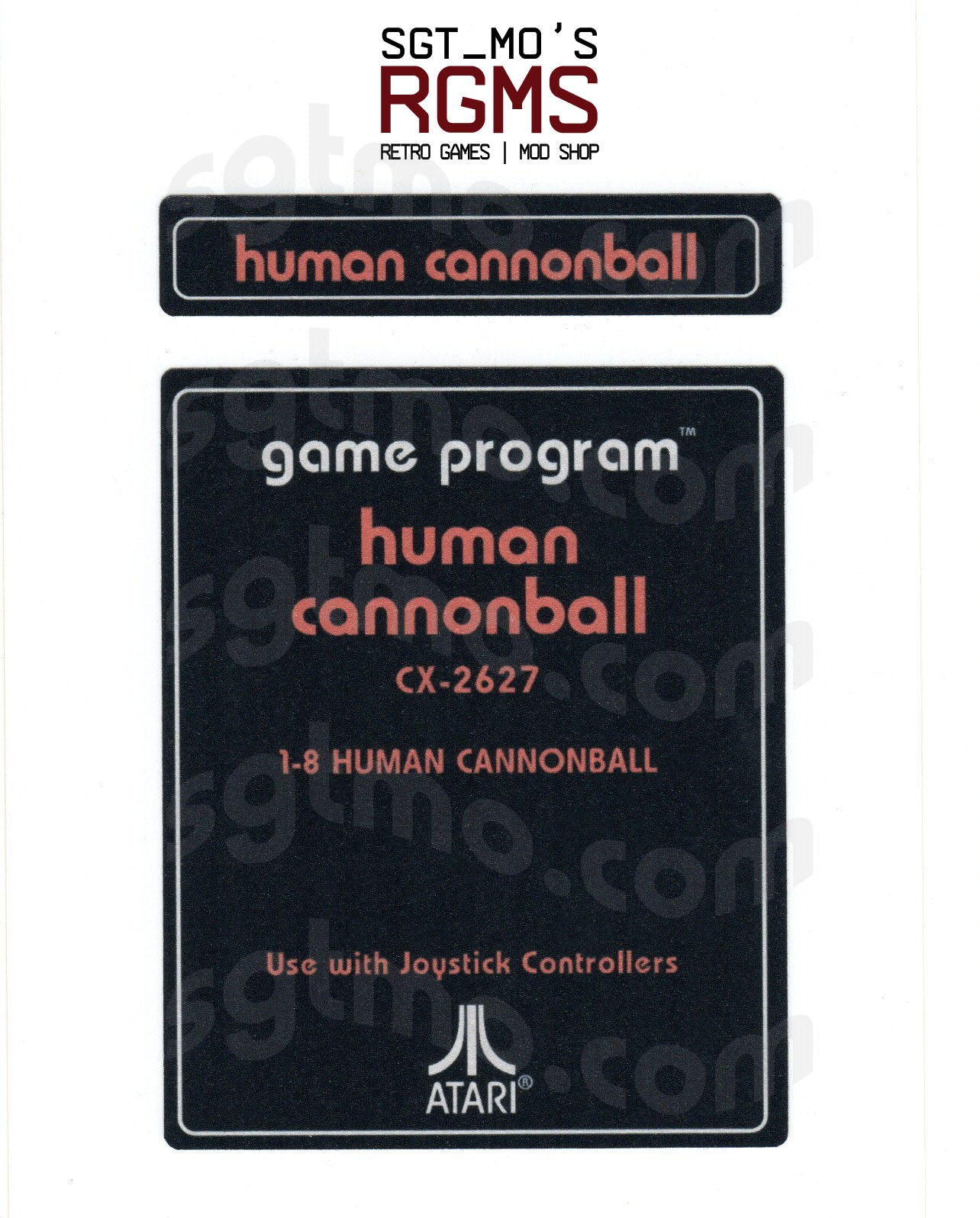 Atari 2600 Replacement Text Style Label - Human Cannonball