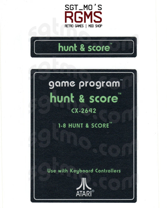 Atari 2600 Replacement Text Style Label - Hunt & Score