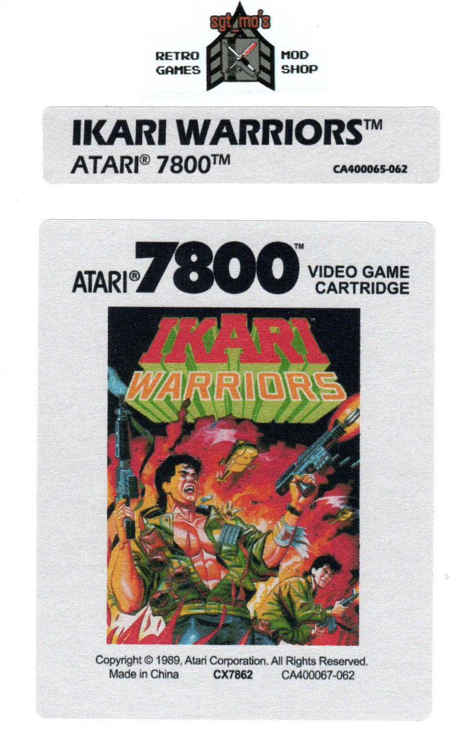 Atari 7800 Replacement Label - Ikari Warriors