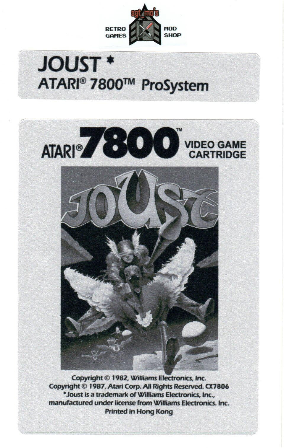 Atari 7800 Replacement Label - Joust [Retail]