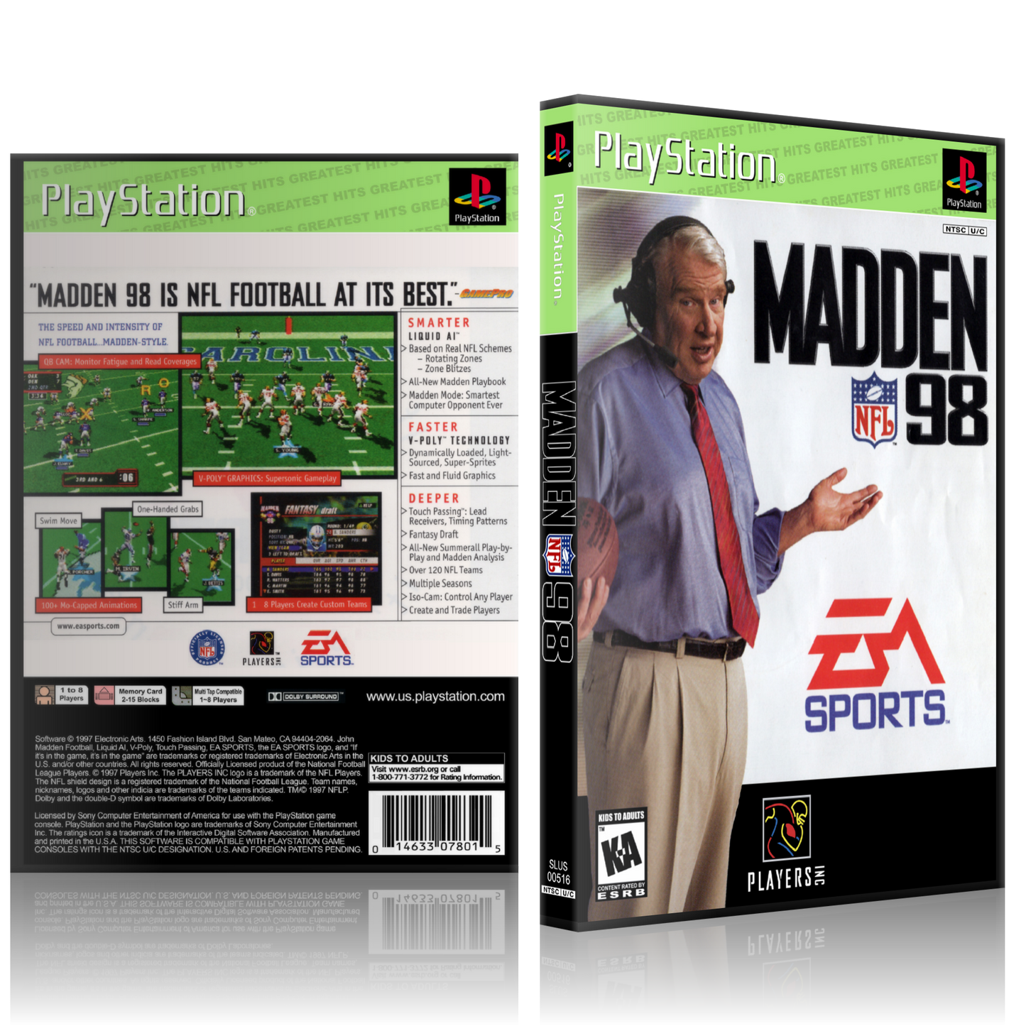 PS1 Case - NO GAME - Madden NFL 98 - Greatest Hits