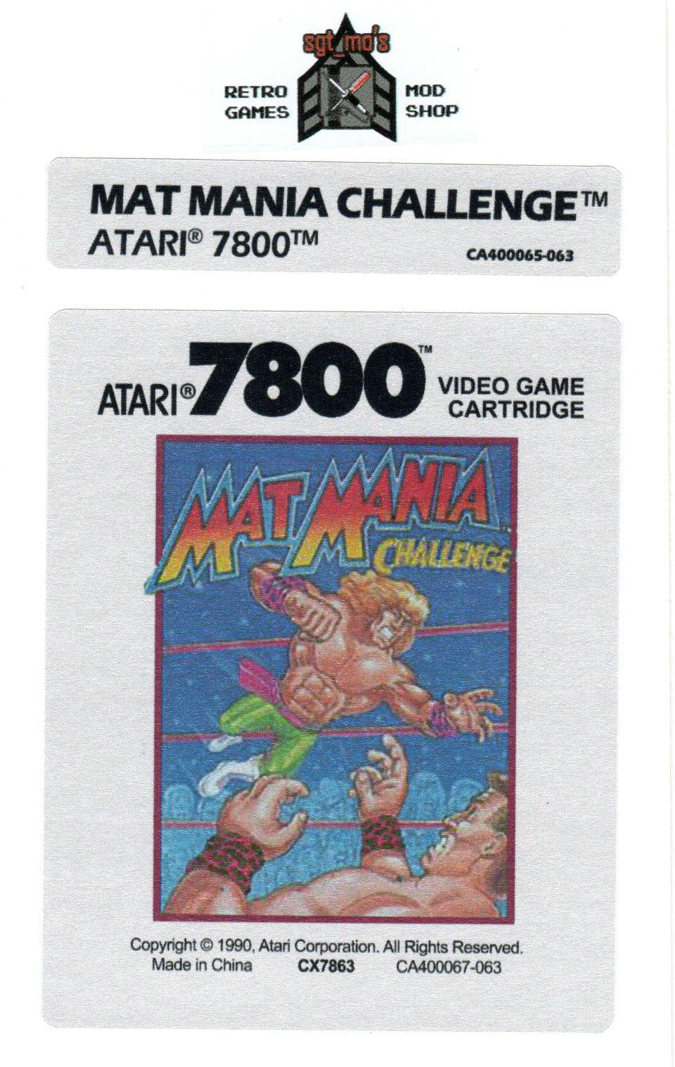 Atari 7800 Replacement Label - Mat Mania Challenge