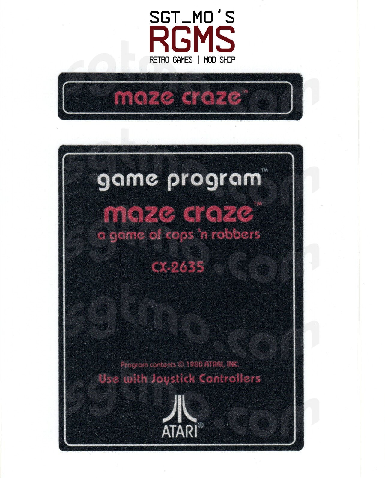 Atari 2600 Replacement Text Style Label - Maze Craze