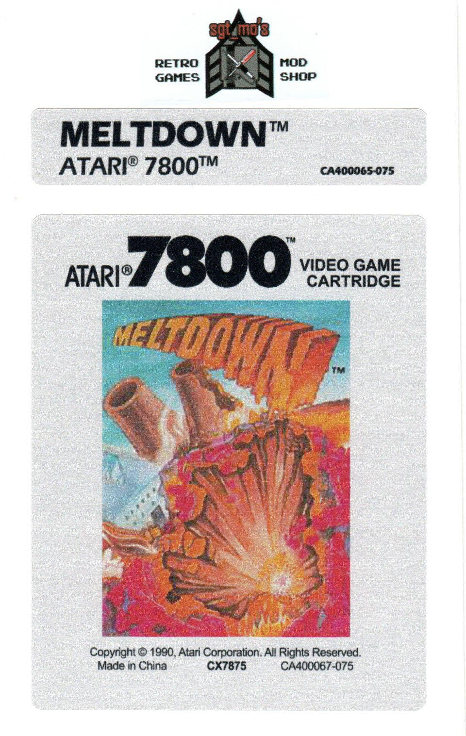 Atari 7800 Replacement Label - Meltdown