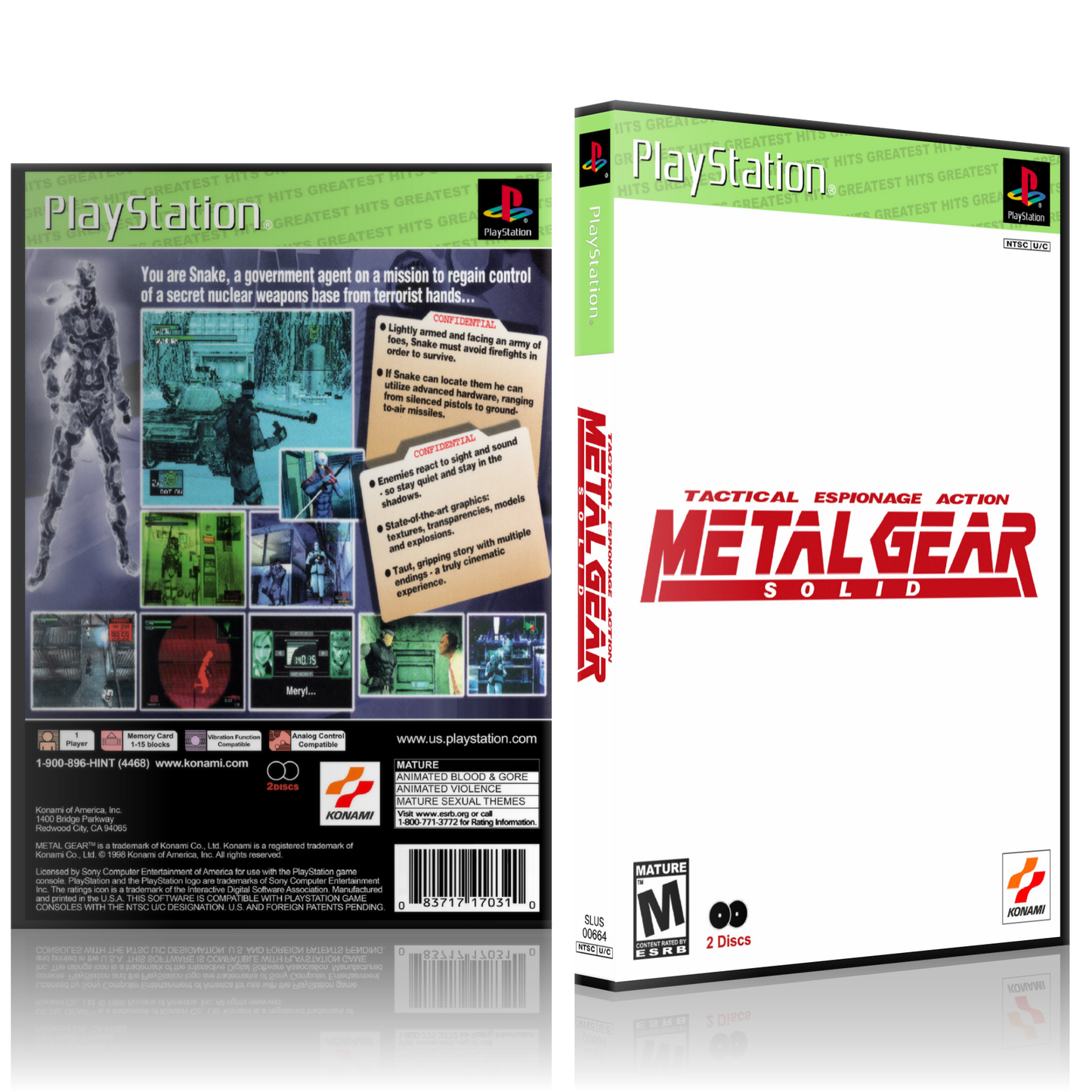 PS1 Case - NO GAME - Metal Gear Solid [2 Disc] - Greatest Hits