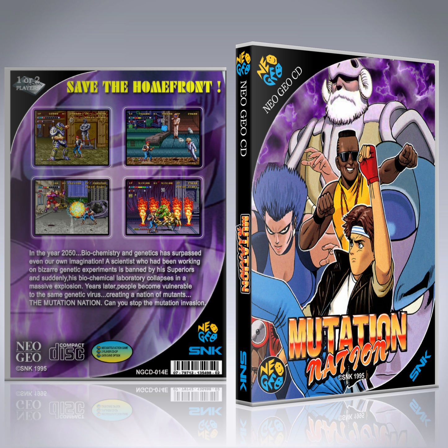 NeoGeo CD Custom Case - NO GAME - Mutation Nation