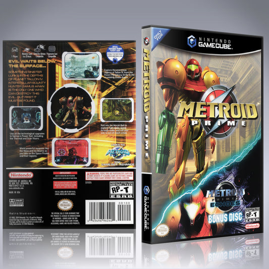 GameCube Replacement Case - NO GAME - Metroid Prime with Metroid Prime 2 Bonus Disc