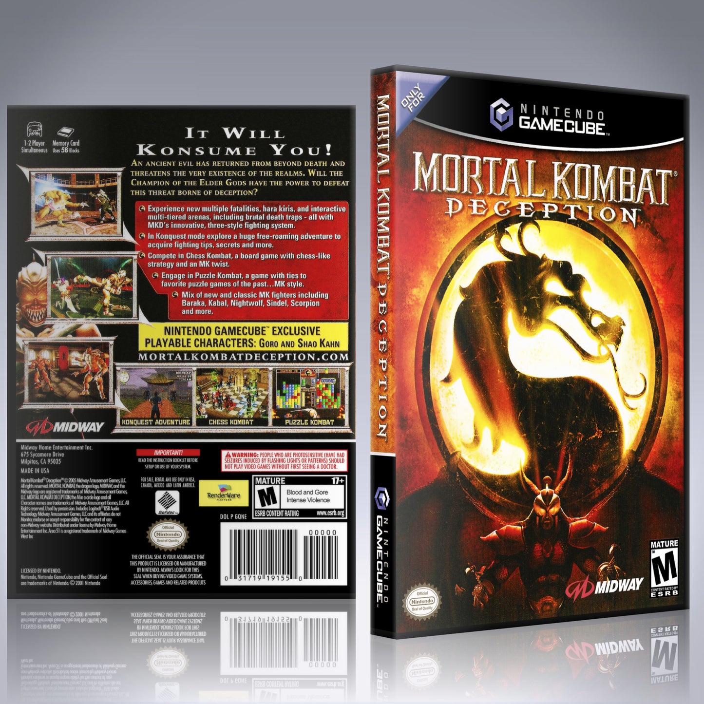GameCube Replacement Case - NO GAME - Mortal Kombat - Deception