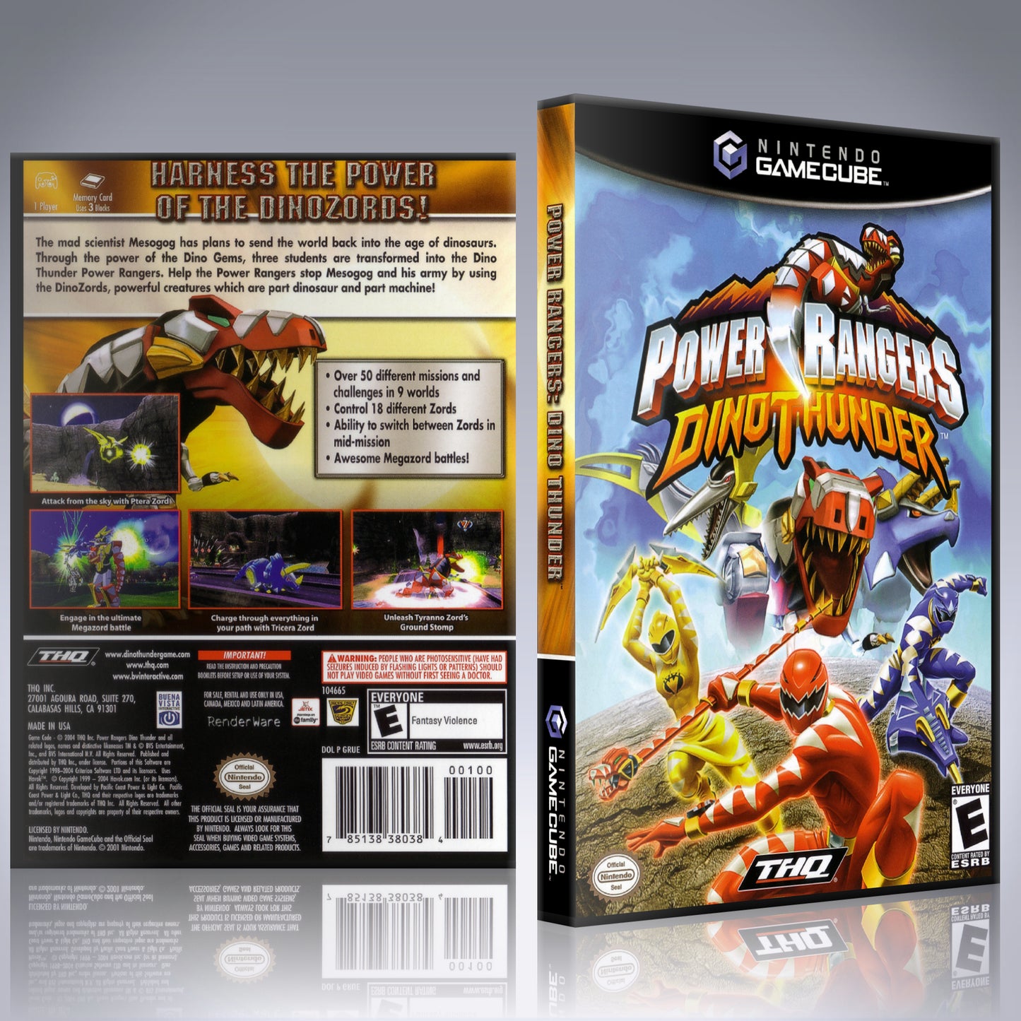 GameCube Replacement Case - NO GAME - Power Rangers Dino Thunder
