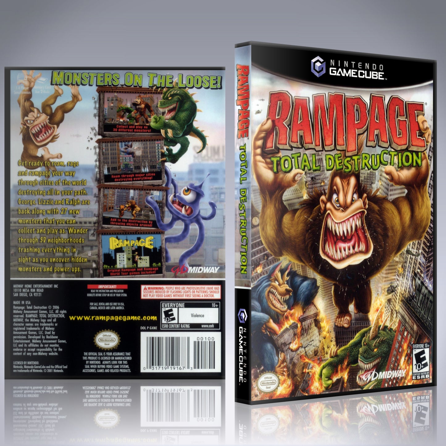 GameCube Replacement Case - NO GAME - Rampage - Total Destruction