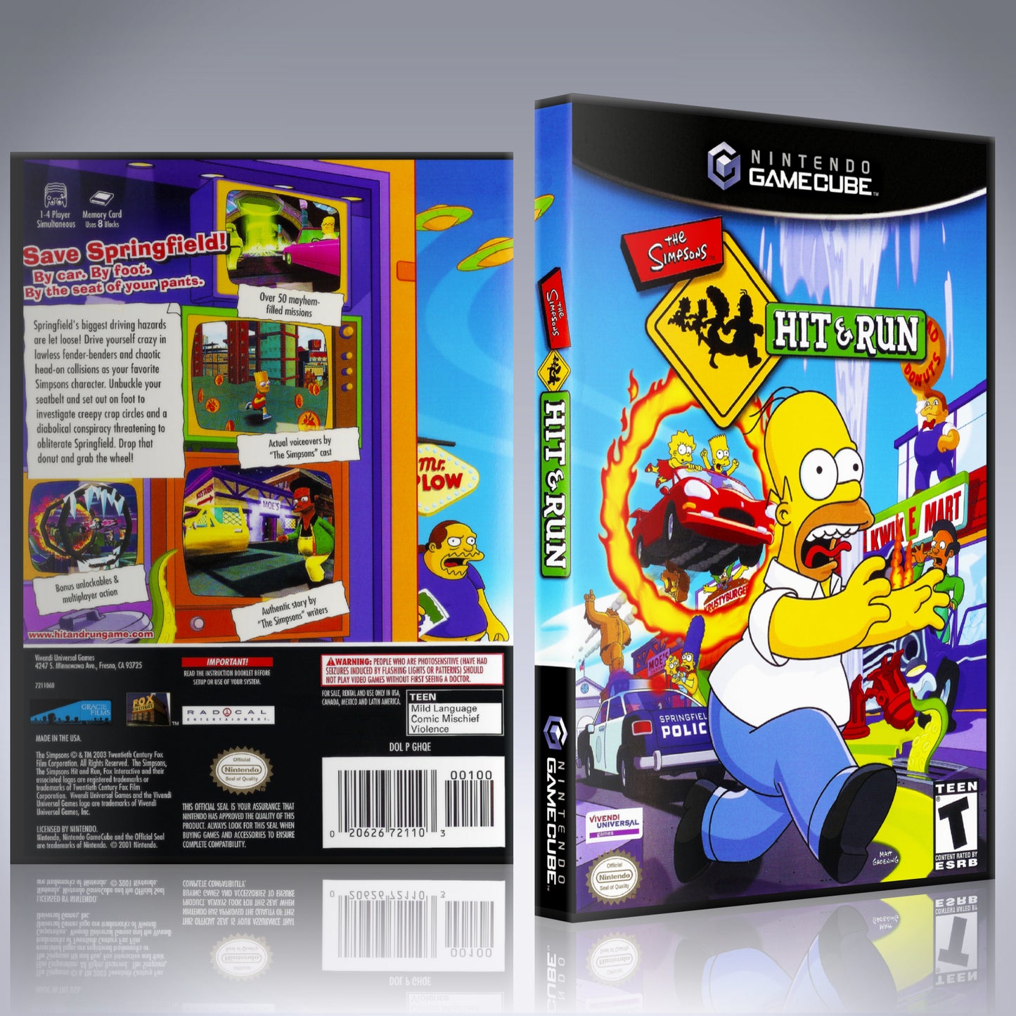 GameCube Replacement Case - NO GAME - Simpsons Hit and Run