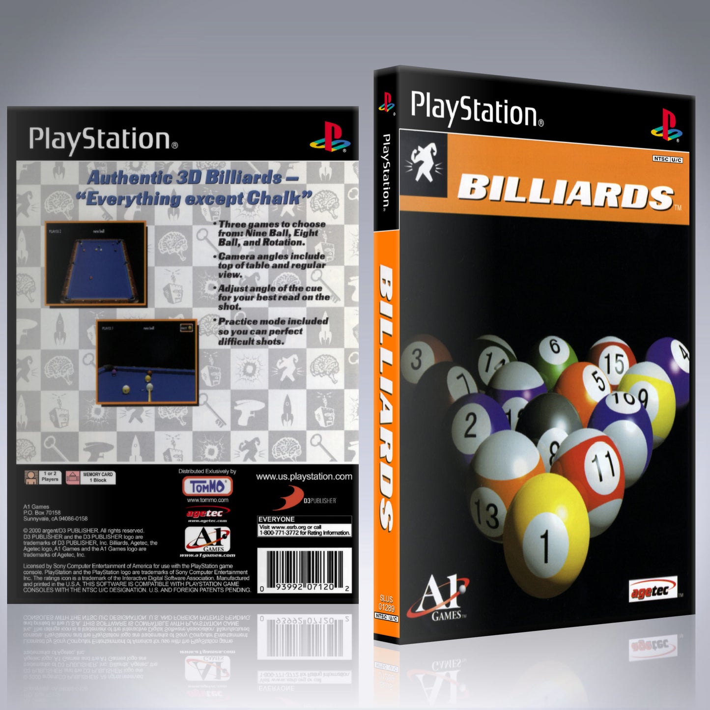 PS1 Case - NO GAME - Billiards