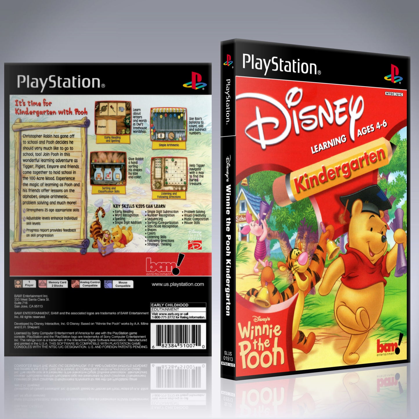 PS1 Case - NO GAME - Disney's Winnie the Pooh - Kindergarten