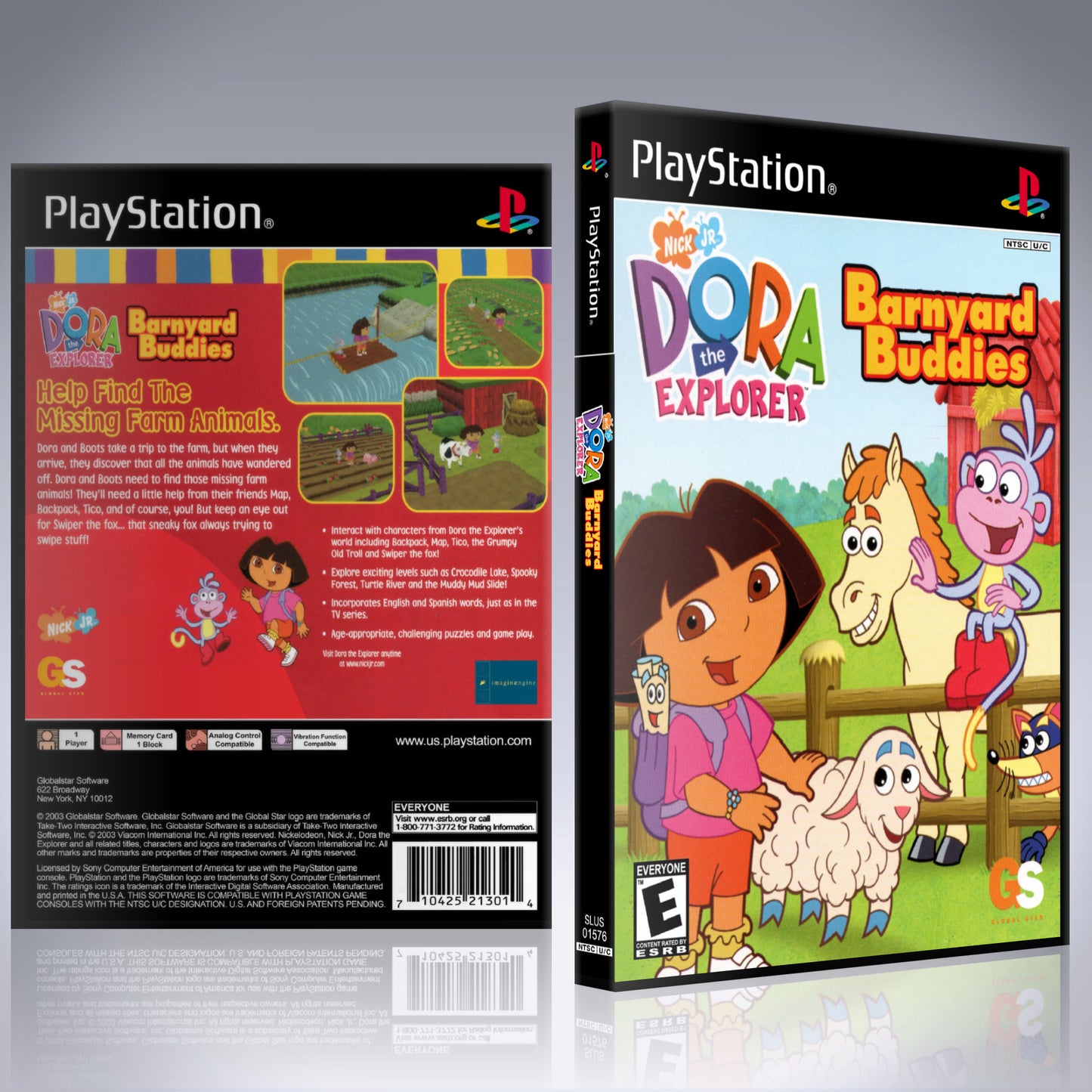 PS1 Case - NO GAME - Dora the Explorer - Barnyard Buddies
