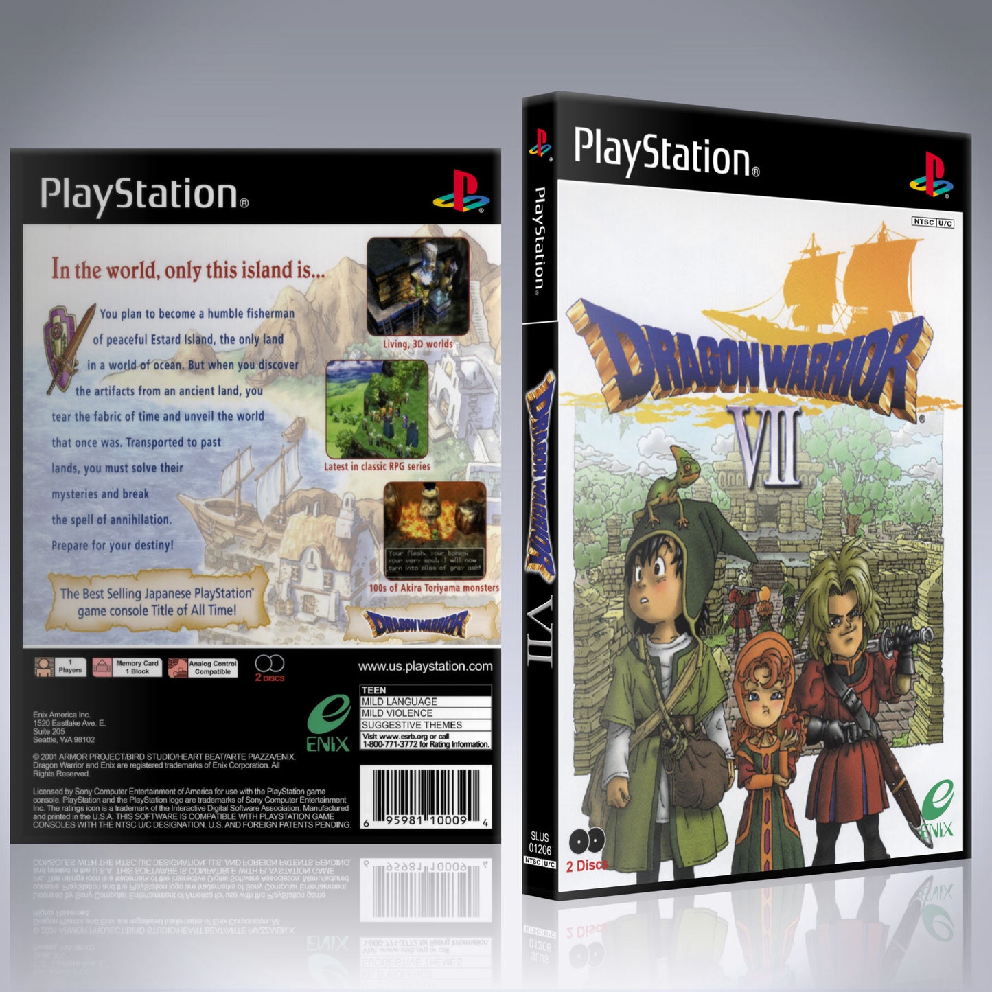 PS1 Case - NO GAME - Dragon Warrior VII [2 Disc]