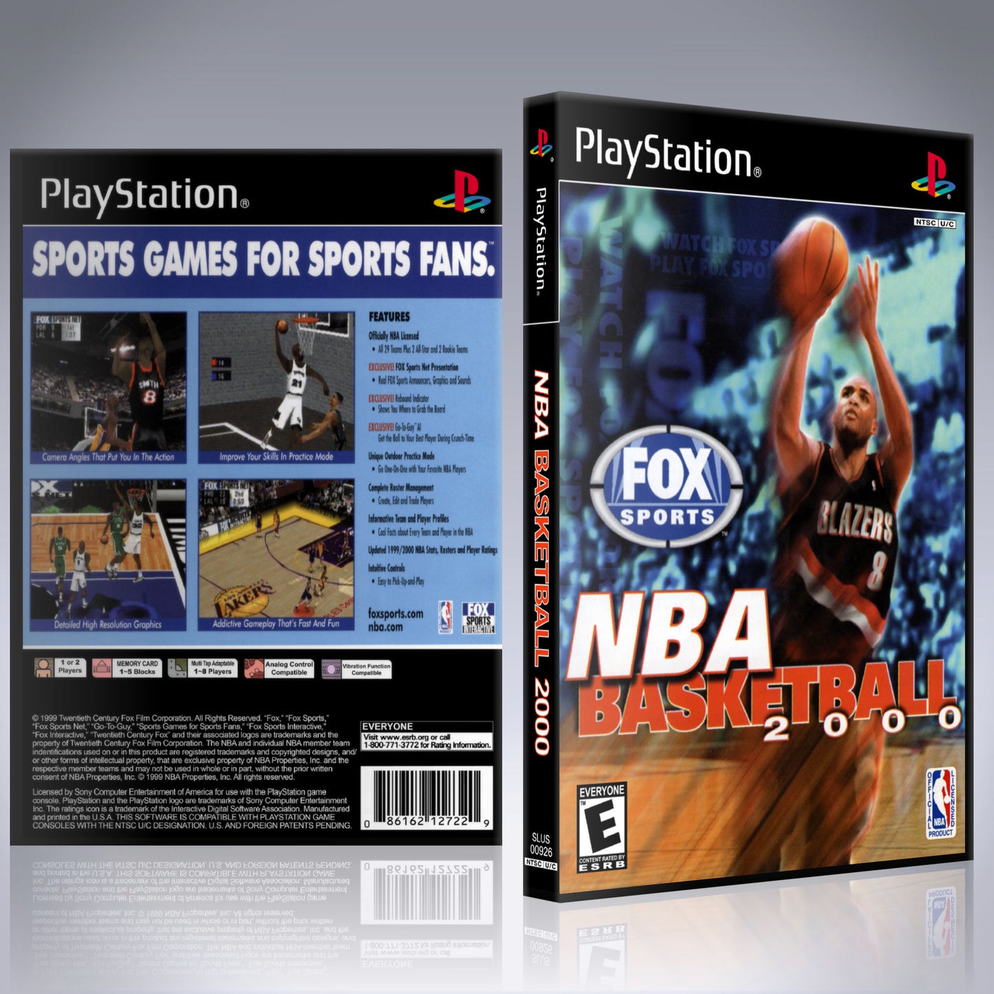 PS1 Case - NO GAME - Fox Sports NBA Basketball 2000
