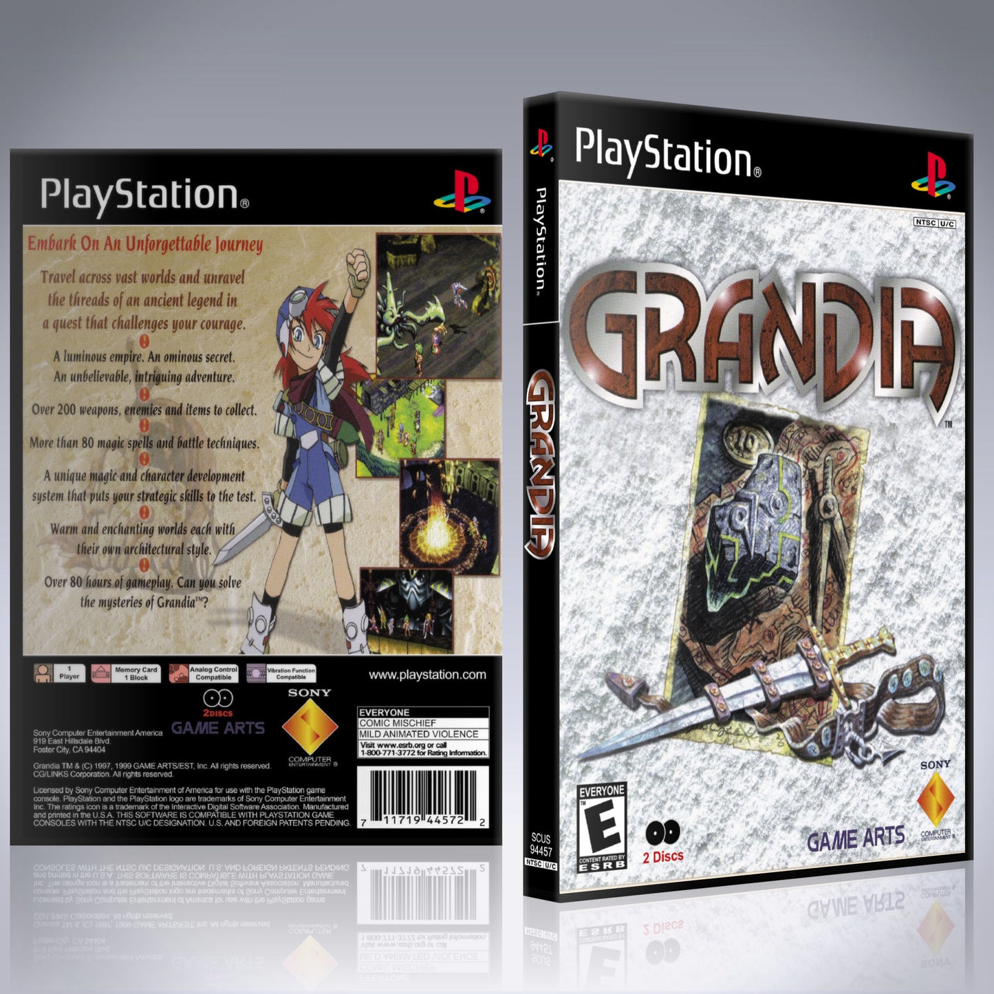 PS1 Case - NO GAME - Grandia [2 Disc]