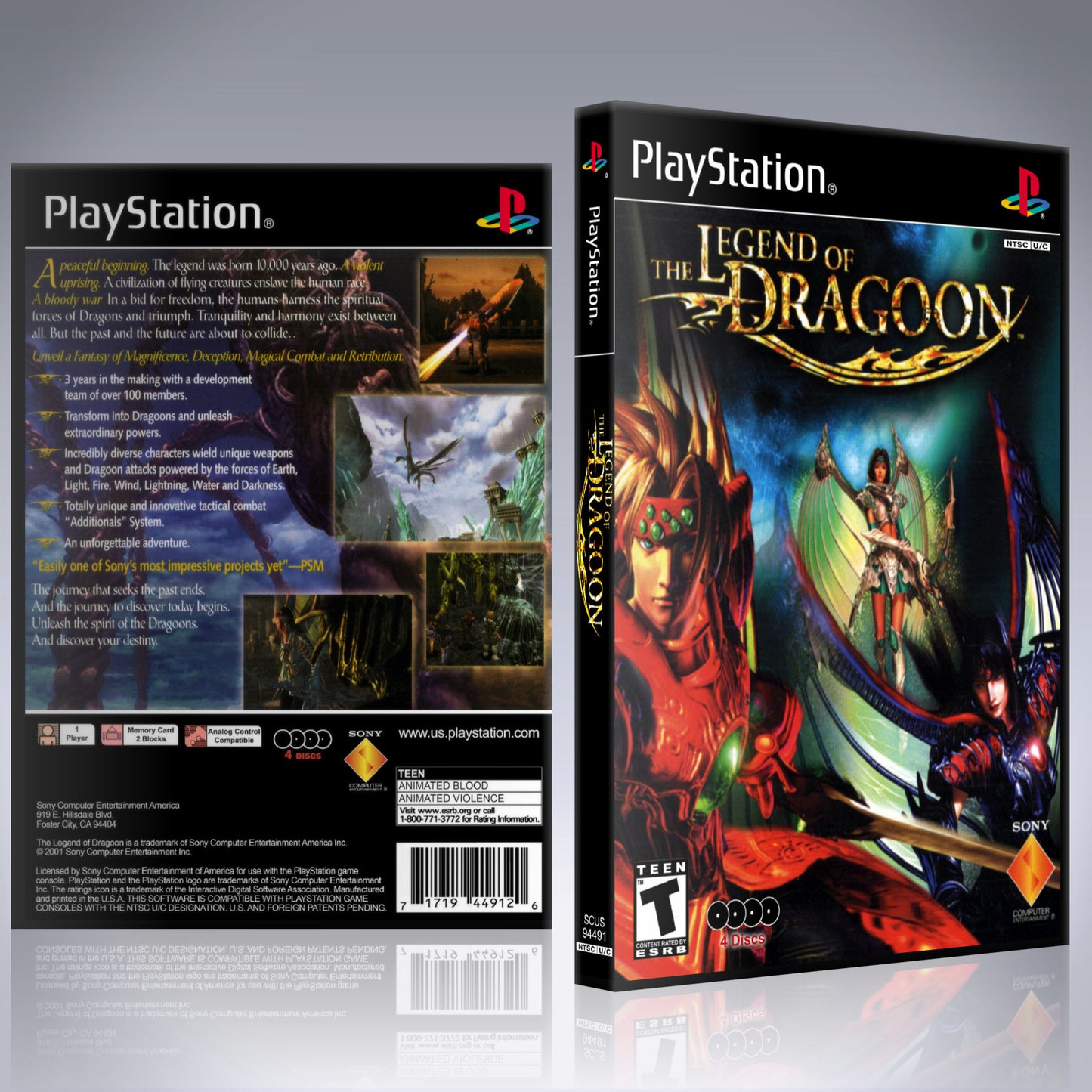 PS1 Case - NO GAME - Legend of Dragoon [4 Disc]