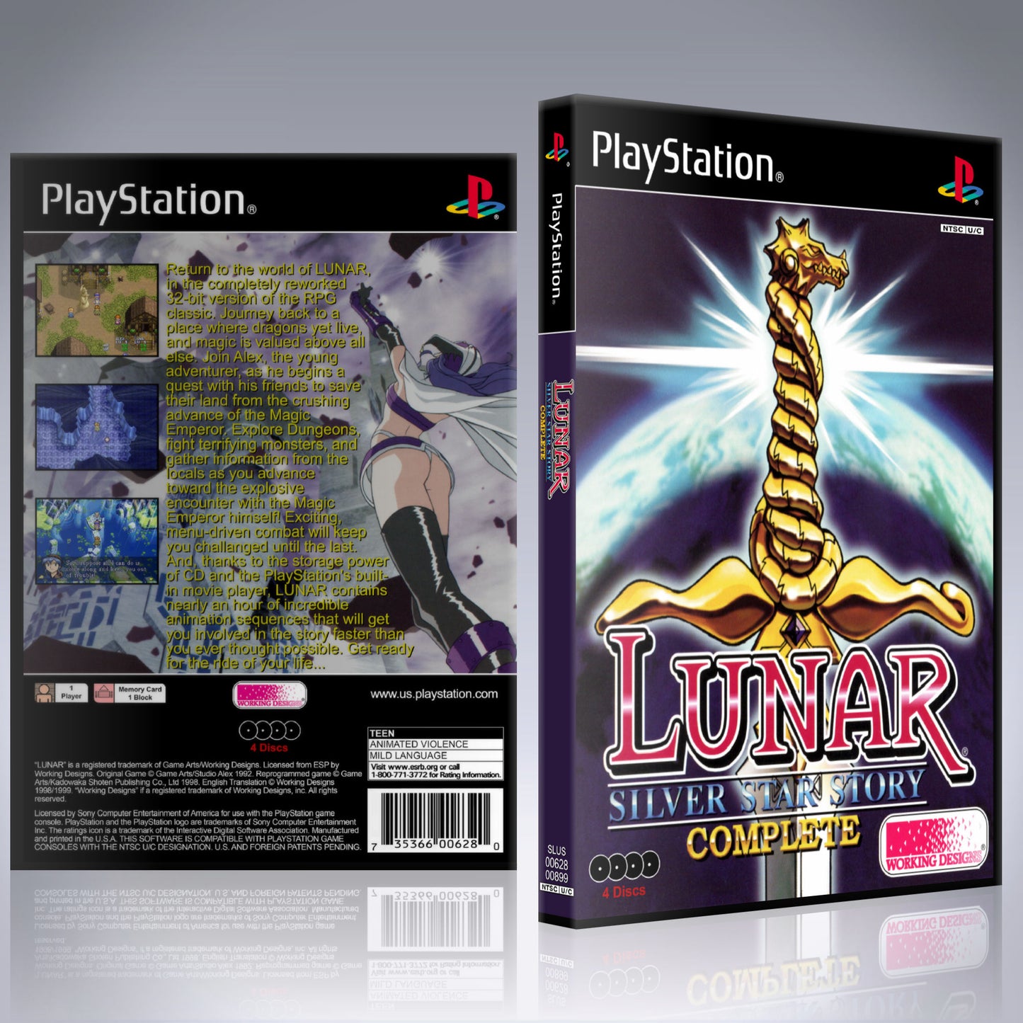 PS1 Case - NO GAME - Lunar - Silver Star Story Complete [4 DISC]