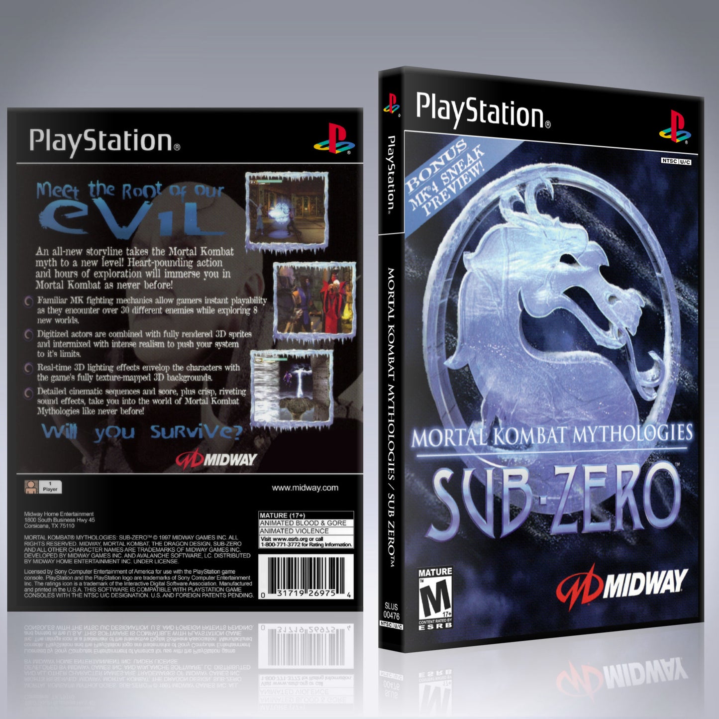PS1 Case - NO GAME - Mortal Kombat Mythologies - Sub Zero