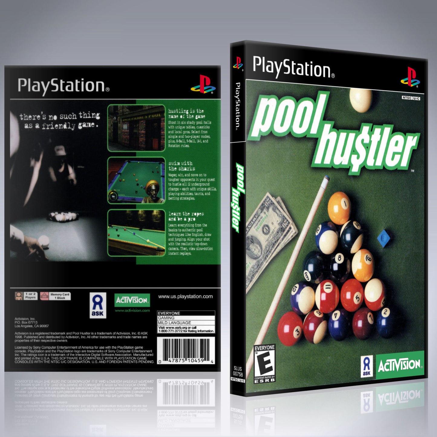 PS1 Case - NO GAME - Pool Hustler