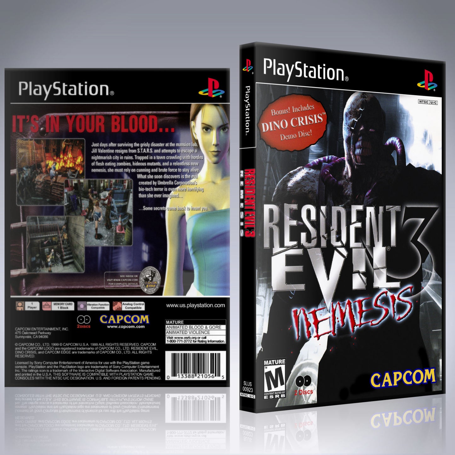 PS1 Case - NO GAME - Resident Evil 3 with Dino Crisis Demo [2 Disc]