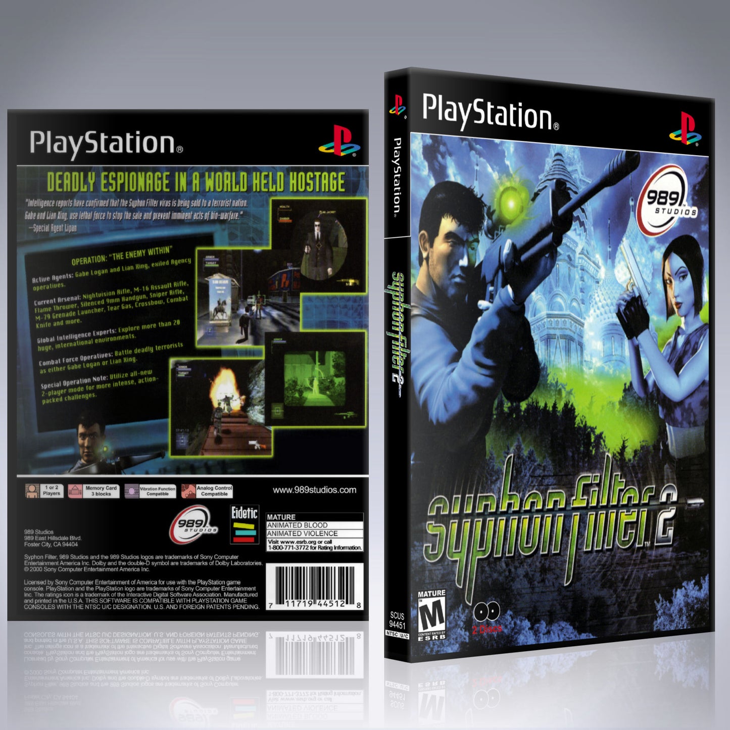 PS1 Case - NO GAME - Syphon Filter 2 [2 Disc]