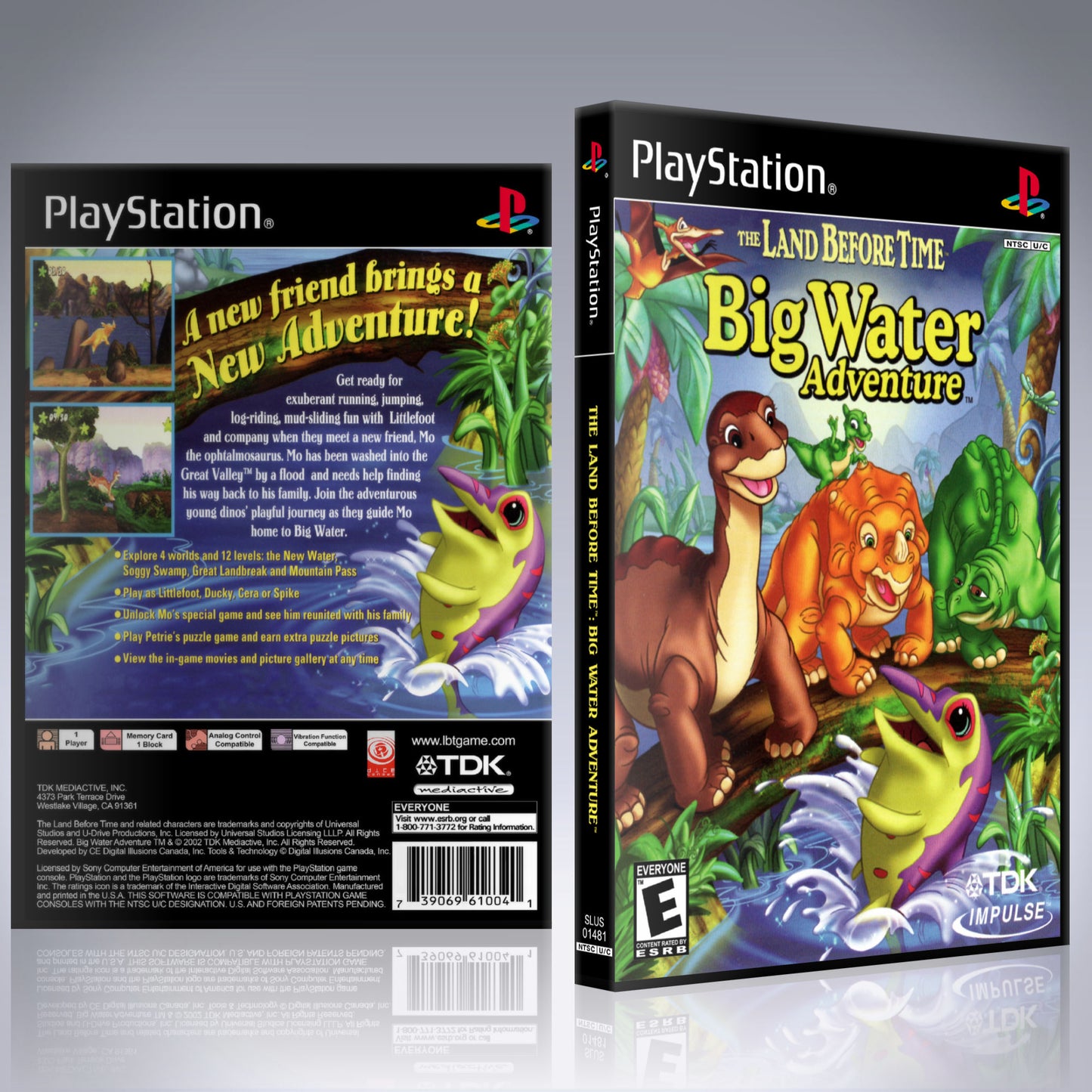 PS1 Case - NO GAME - The Land Before Time - Big Water Adventure