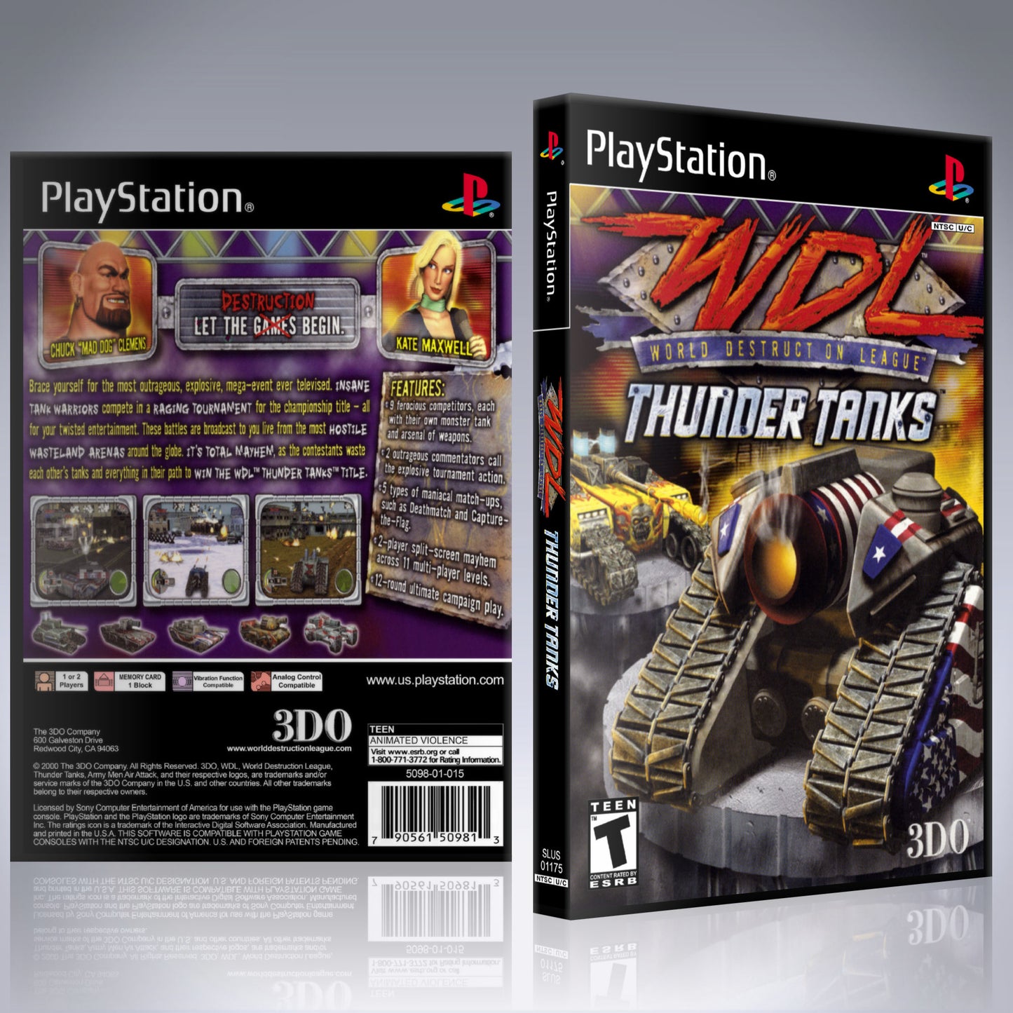 PS1 Case - NO GAME - World Destruction League - Thunder Tanks