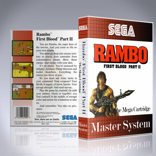 Sega Master System Custom Case - NO GAME - Rambo - First Blood Part II