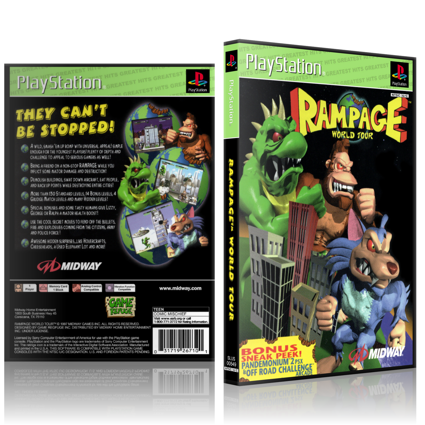 PS1 Case - NO GAME - Rampage - World Tour - Greatest Hits