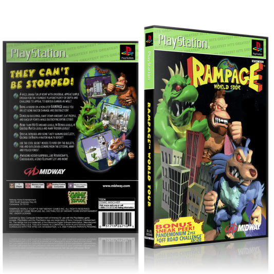 PS1 Case - NO GAME - Rampage - World Tour - Greatest Hits