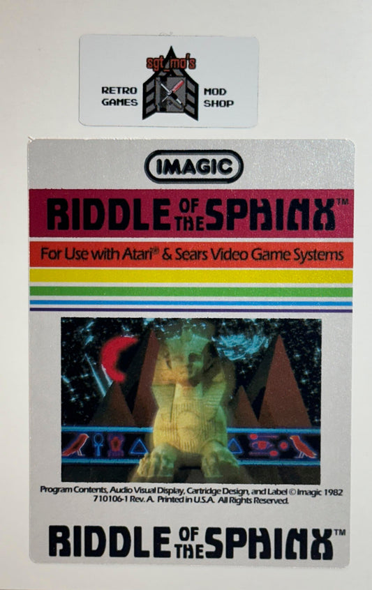 Atari 2600 Replacement Label - Imagic - Riddle of the Sphinx