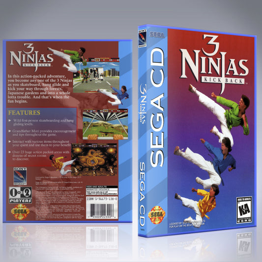Sega CD Custom Case - NO GAME - 3 Ninjas Kick Back