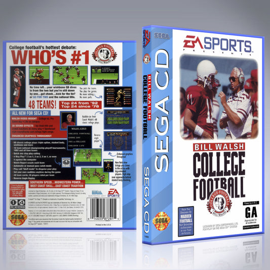 Sega CD Custom Case - NO GAME - Bill Walsh College Football