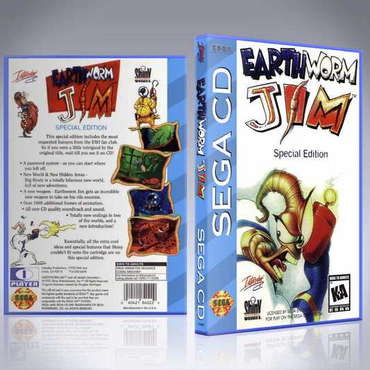 Sega CD Custom Case - NO GAME - Earthworm Jim Special Edition