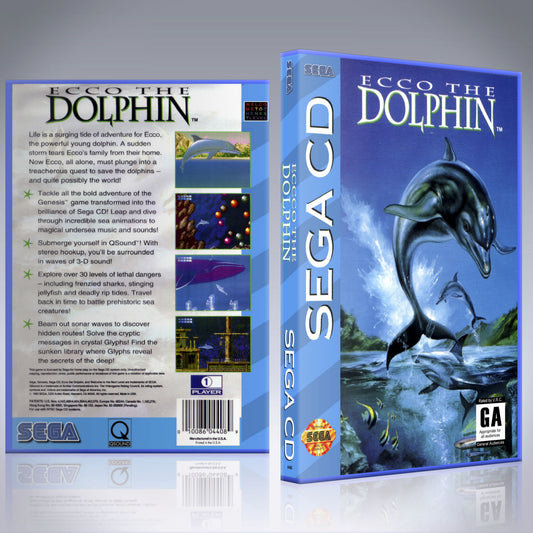 Sega CD Custom Case - NO GAME - Ecco the Dolphin