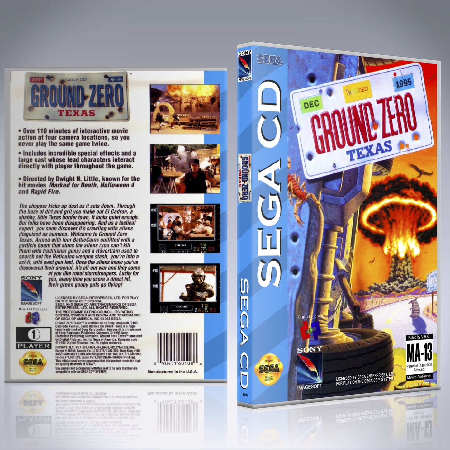 Sega CD Custom Case - NO GAME - Ground Zero Texas [2 Disc]