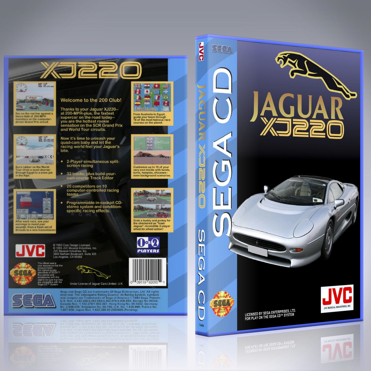 Sega CD Custom Case - NO GAME - Jaguar XJ220