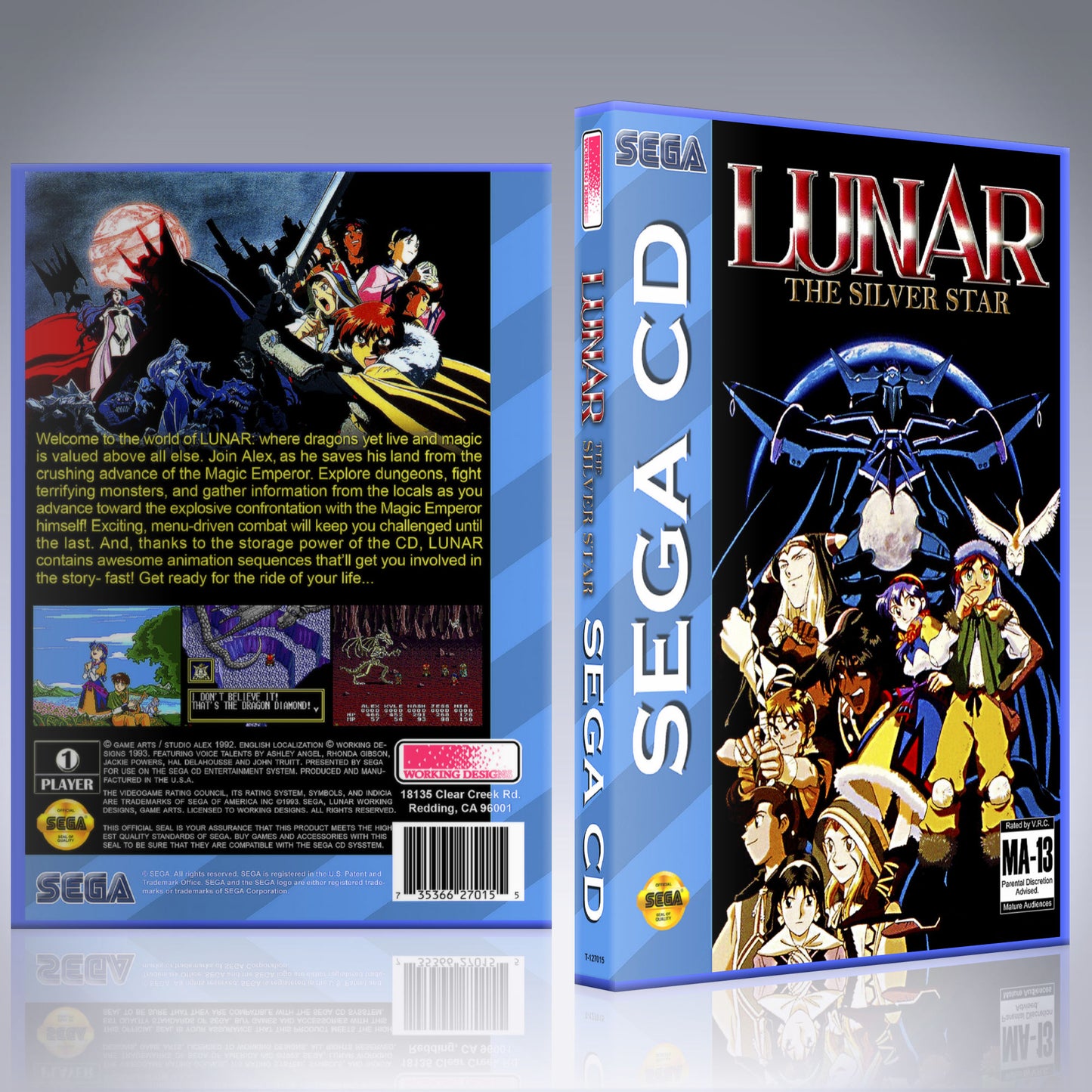 Sega CD Custom Case - NO GAME - Lunar: The Silver Star