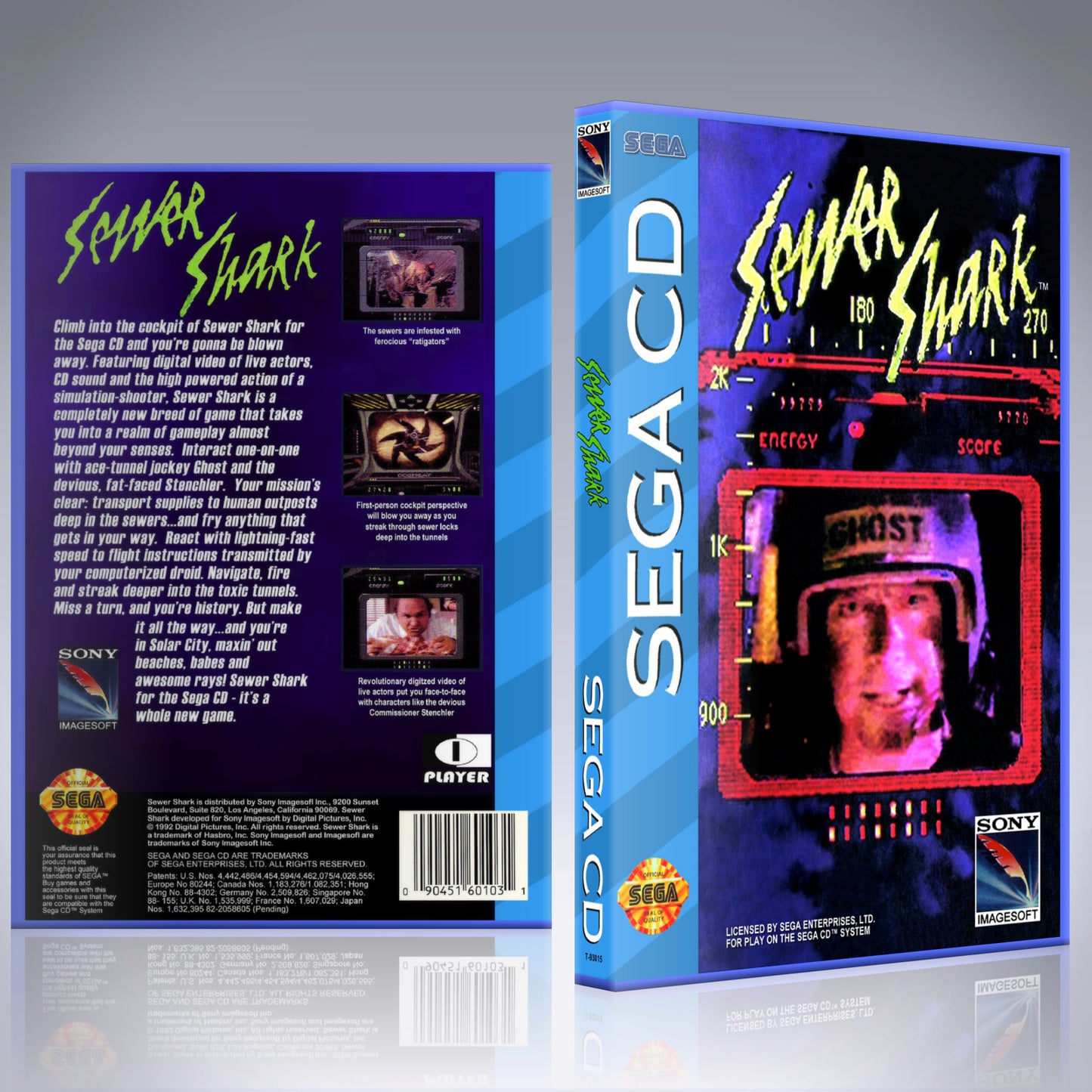 Sega CD Custom Case - NO GAME - Sewer Shark