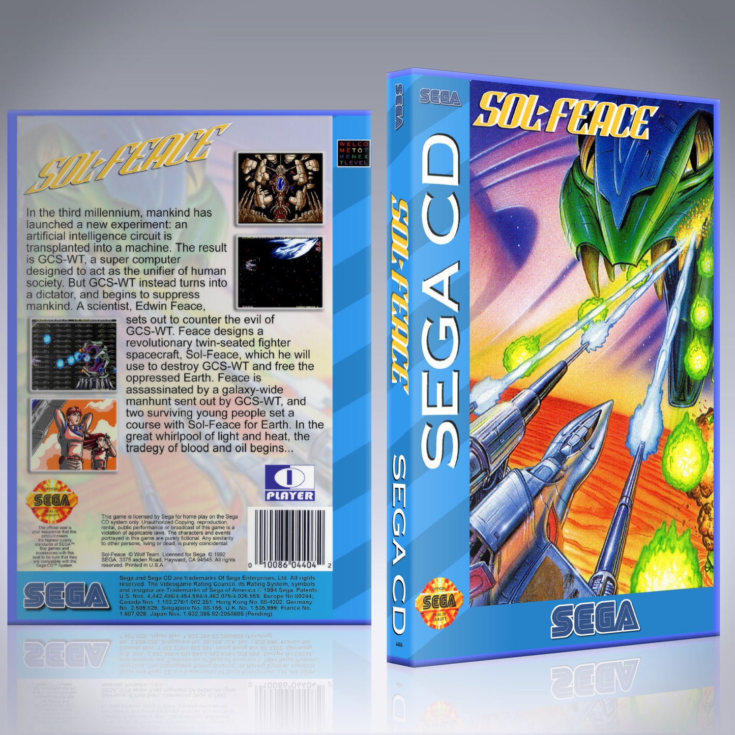 Sega CD Custom Case - NO GAME - Sol-Feace