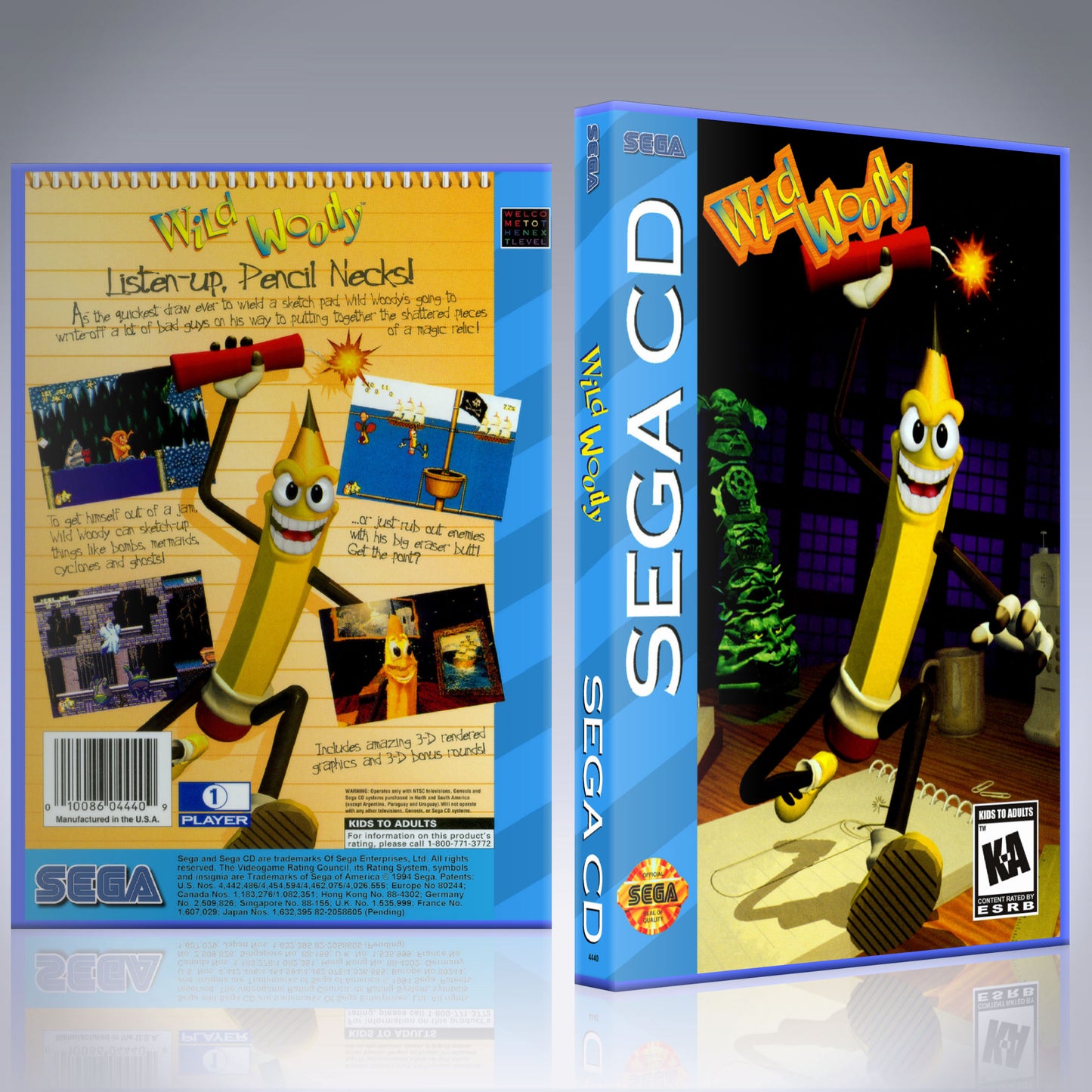 Sega CD Custom Case - NO GAME - Wild Woody