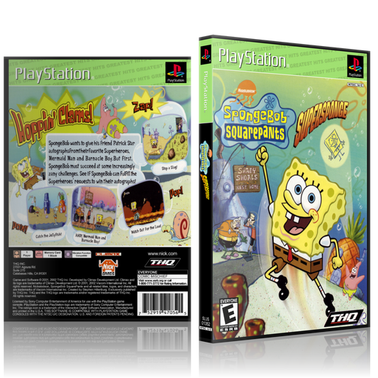 PS1 Case - NO GAME - SpongeBob Squarepants - Supersponge - Greatest Hits