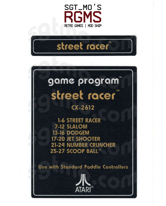 Atari 2600 Replacement Text Style Label - Street Racer [Gold]