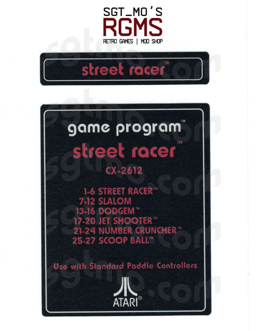 Atari 2600 Replacement Text Style Label - Street Racer [Red]